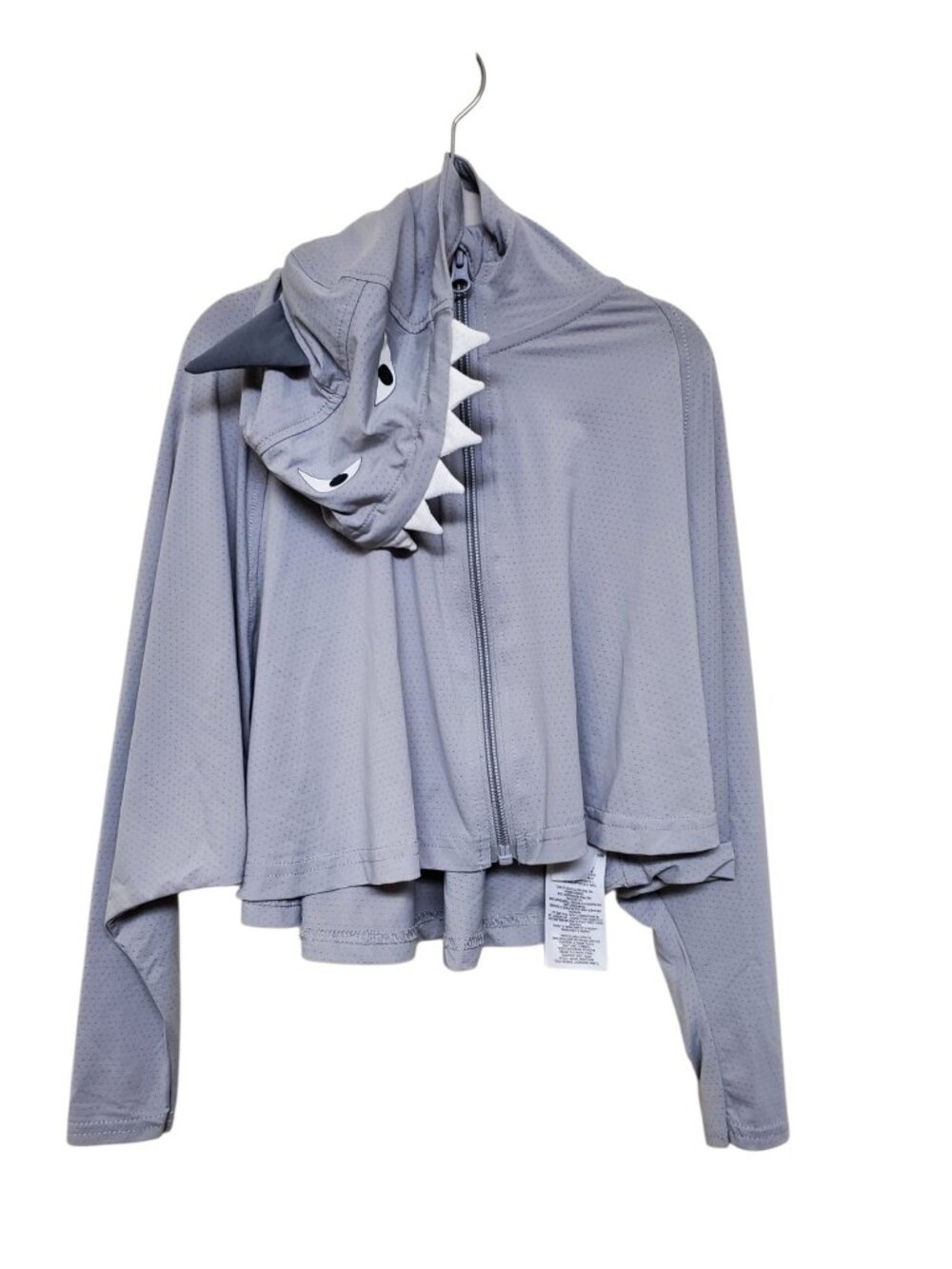 Hazel + Harper Kids Unisex Gray One Size Zip Front Shark Face Hood Swim Cover Up